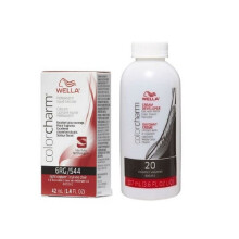 (6RG+Dev(Vol.20)3.6oz) Wella 6RG Light Copper Color Charm Permanent Liquid Haircolor