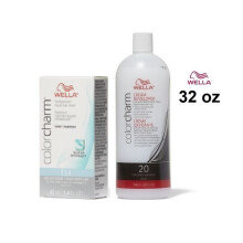(T14 & Dev (Vol. 20) 32oz) Wella Color Charm T14 Pale Ash Blonde Permanent Liquid Hair Toner