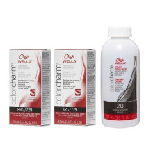 (8RG(2)+Dev(Vol.20)3.6oz) Wella 8RG Titian Red Blonde Color Charm Permanent Liquid Haircolor