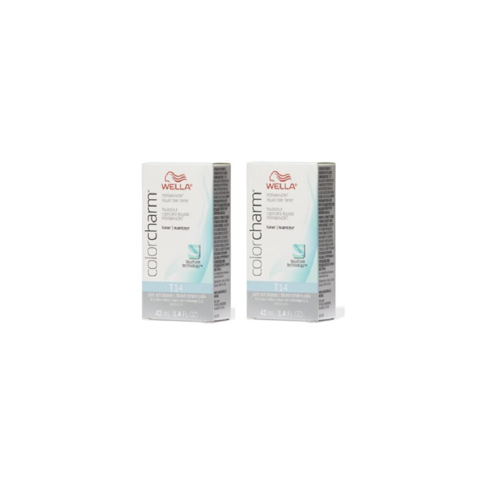 (T14 + T14) Wella Color Charm T14 Pale Ash Blonde Permanent Liquid Hair Toner
