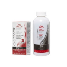 (8RG+Dev(Vol.20)3.6oz) Wella 8RG Titian Red Blonde Color Charm Permanent Liquid Haircolor