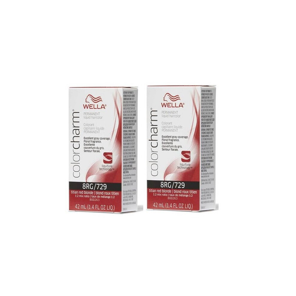 (8RG - (2pks)) Wella 8RG Titian Red Blonde Color Charm Permanent Liquid Haircolor