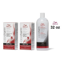 (8RG(2)+Dev(Vol.20)32oz) Wella 8RG Titian Red Blonde Color Charm Permanent Liquid Haircolor