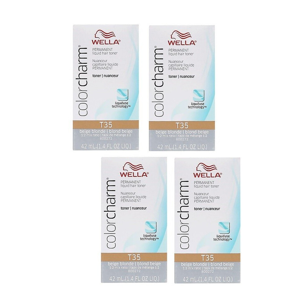 Wella (T35 Pack Of 4) Color Charm T10 Pale Blonde Permanent Liquid Hair Toner