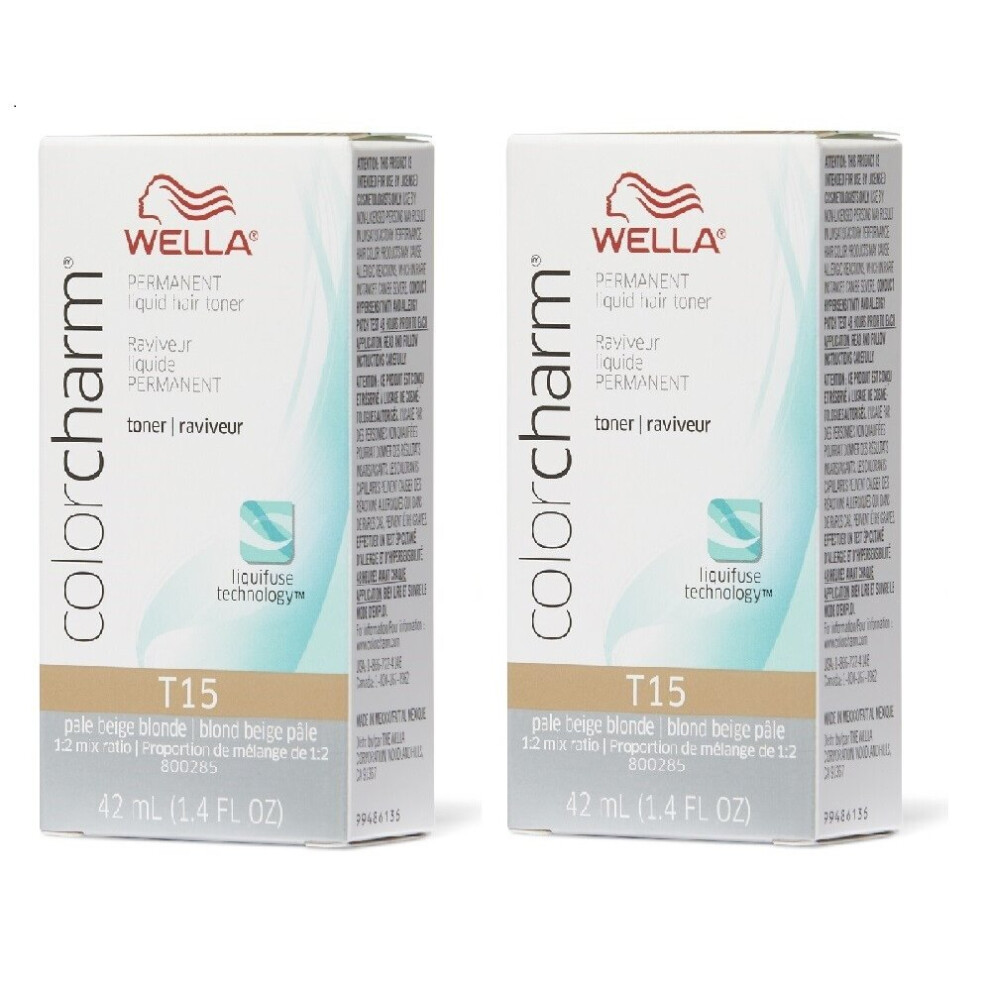 (T15 + T15) Wella Color Charm T10 Pale Blonde Permanent Liquid Hair Toner