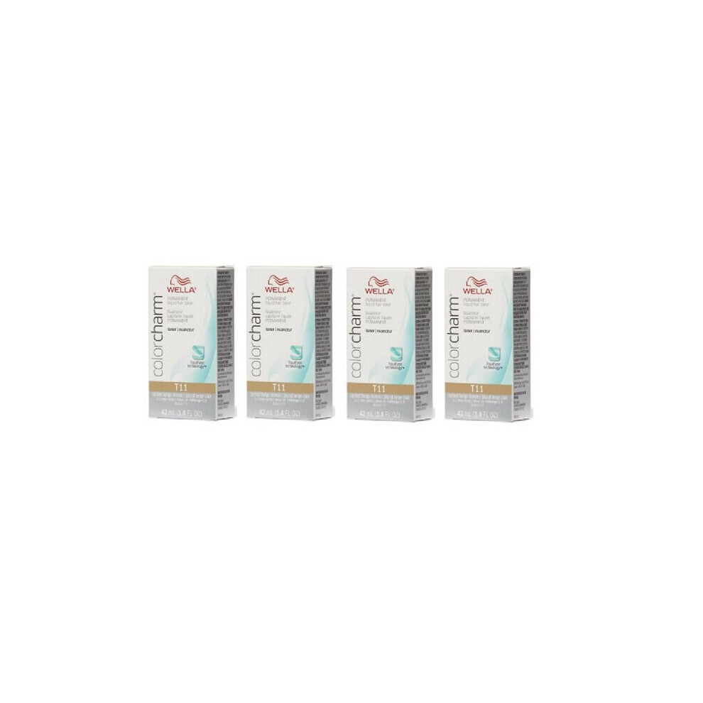 (T11 - pack of 4) Wella Color Charm T35 Beige Blonde Permanent Liquid Hair Toner