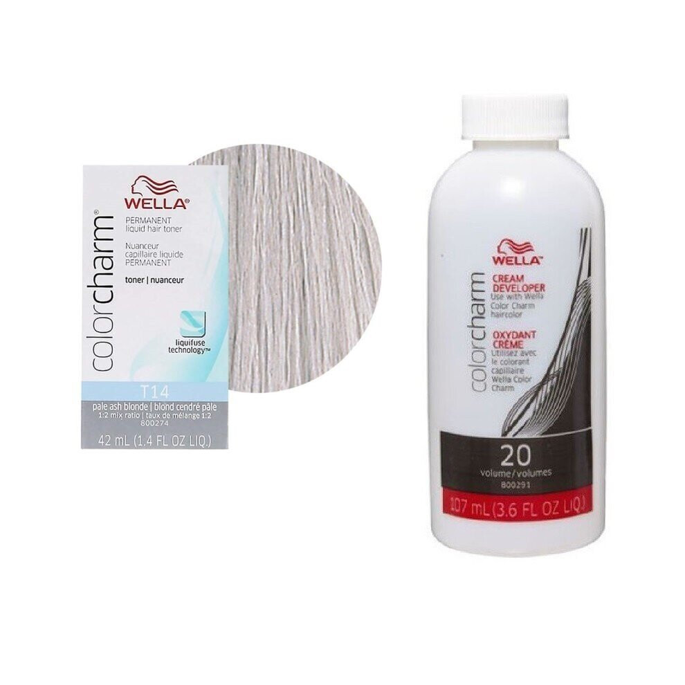 Wella (T14 & Dev (Vol. 20) 3.6Oz) Color Charm T28 Natural Blonde Permanent Liquid Hair Toner