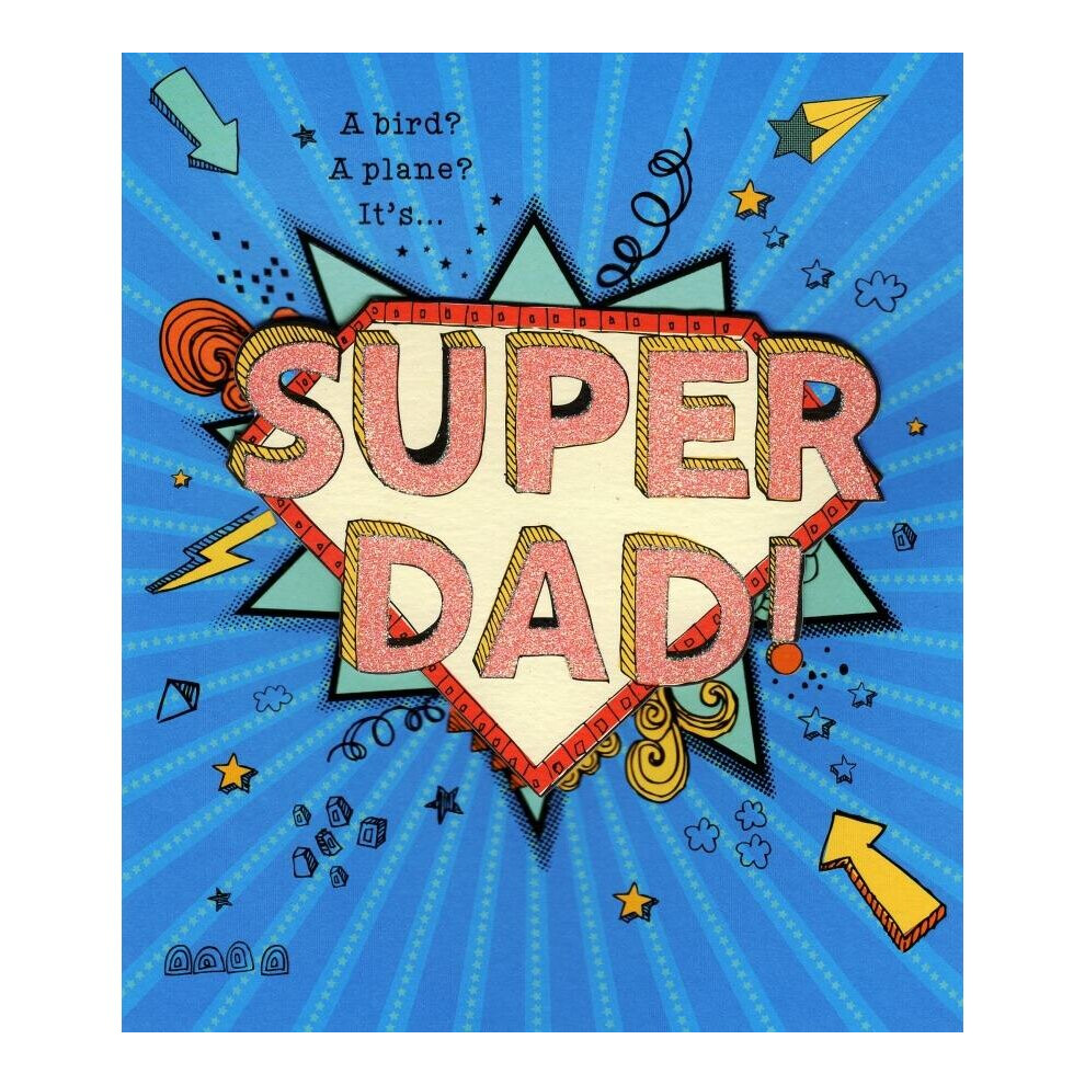 Carlton Cards Super Dad Happy Father's Day Card Flittered & Embossed Greeting Cards