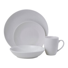 16-Piece Dinner Set, Modern White Porcelain Dinner Set, 16 Piece White Dinner Set Ideal for Four Diners