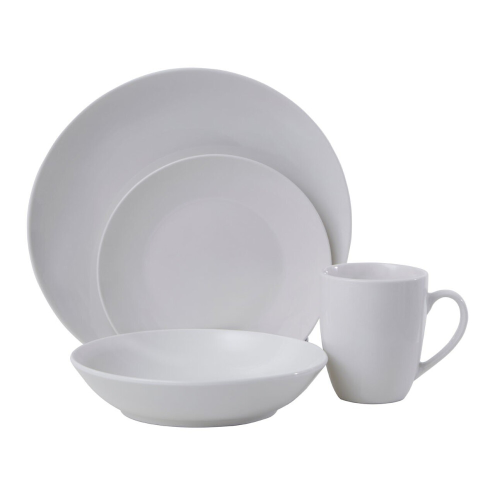 Premier Housewares 16-Piece Dinner Set, Modern Porcelain Dinner Set, 16 Piece Dinner Set Ideal For Four Diners White