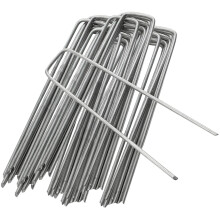 ANSIO Pack of 200 - Garden Pegs Stakes Staples Securing Lawn U Shaped Nail Pins, 4''/100mm Ideal for Weed Control Membrane/Fabric/Artifical