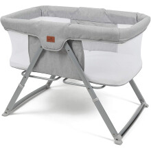 BABYLO Sleep and Stay Folding Crib Folds with one Hand Includes Travel Bag, Grey, 93 L x57 W x7.5 H