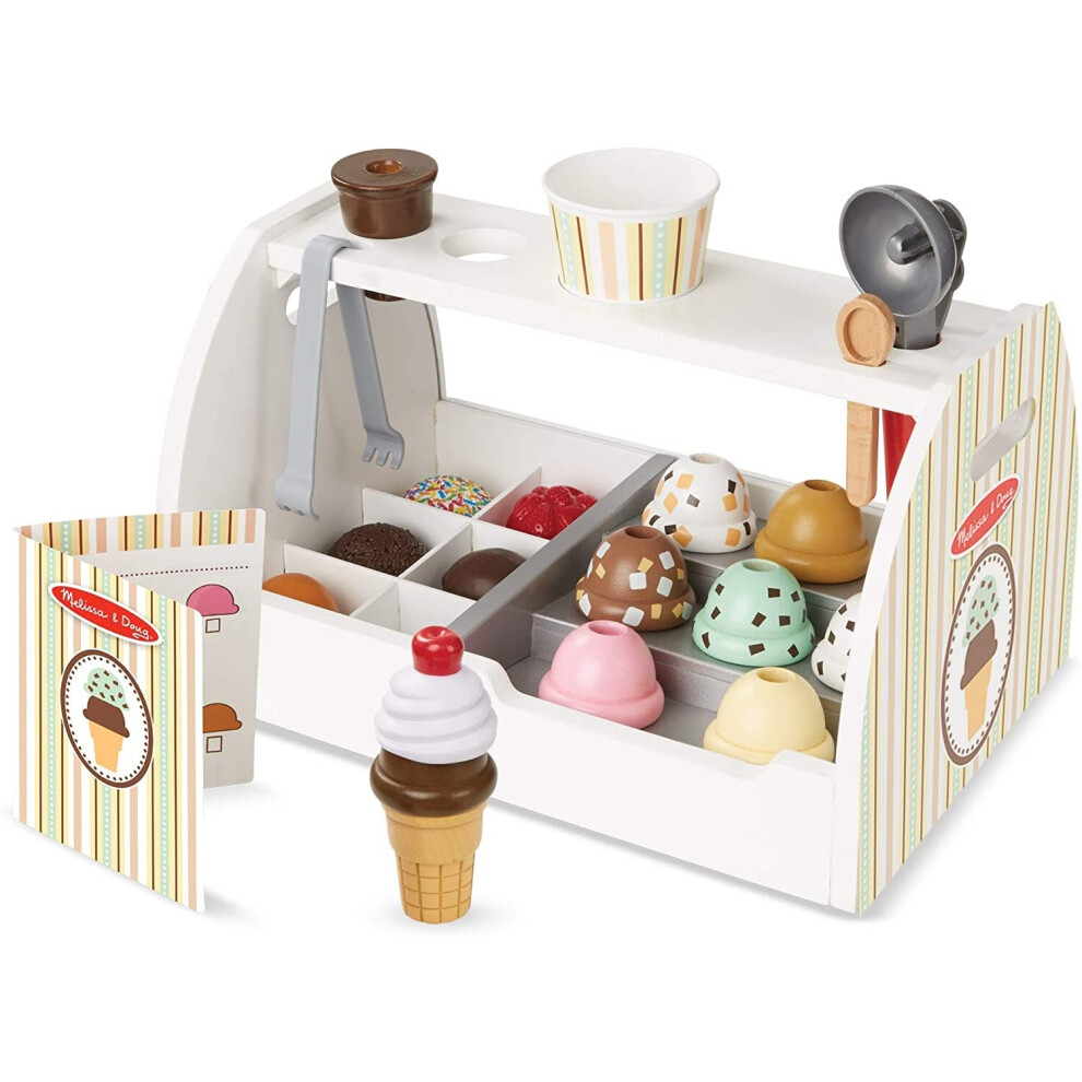 Melissa & Doug Wooden Ice Cream Counter | Pretend Play | Play Food | 3+ | Gift for Boy or Girl