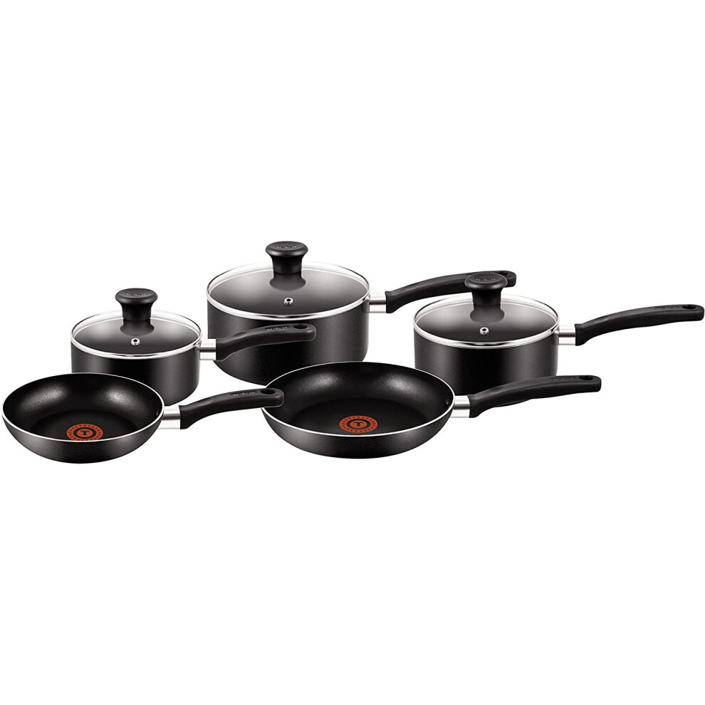 Tefal B372S544 5 Piece, Essential, Pots and Pans Set, Black, Aluminium, Non Stick