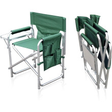 Sun Leisure Folding Alloy Sports Directors Chair, Strong Sturdy Solid Alloy Frame, With Folding Side Table And Side Pockets, Fishing Garden