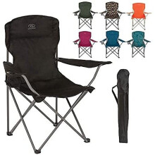 Highlander Lightweight Durable Compact Folding Camp Chair - Portable Chair with Cup Holder Perfect for Camping, Festivals, Garden, Caravan T