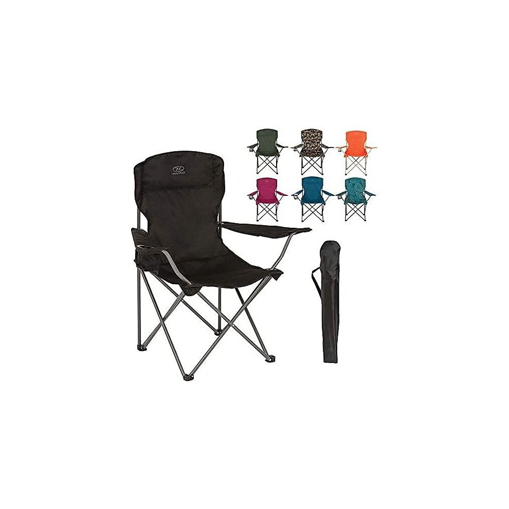 Highlander Lightweight Durable Compact Folding Camp Chair - Portable Chair with Cup Holder Perfect for Camping, Festivals, Garden, Caravan T