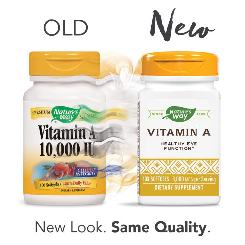 Nature's Way, Vitamiini A, 3 000 mcg, 100 Pehmolevyä 1