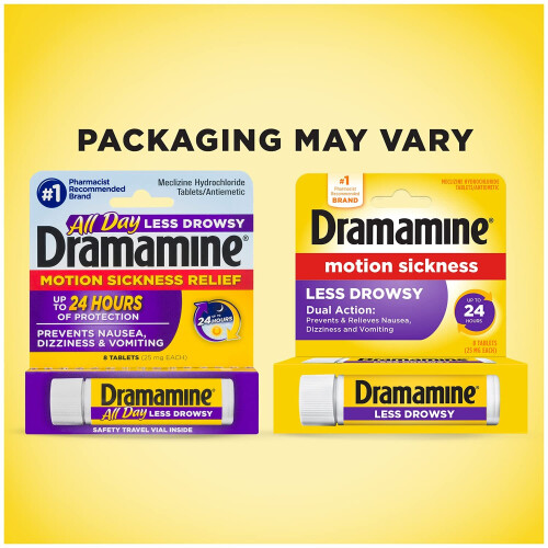 Dramamine All Day Less Drowsy Motion Sickness Relief, 8 Tablets 1
