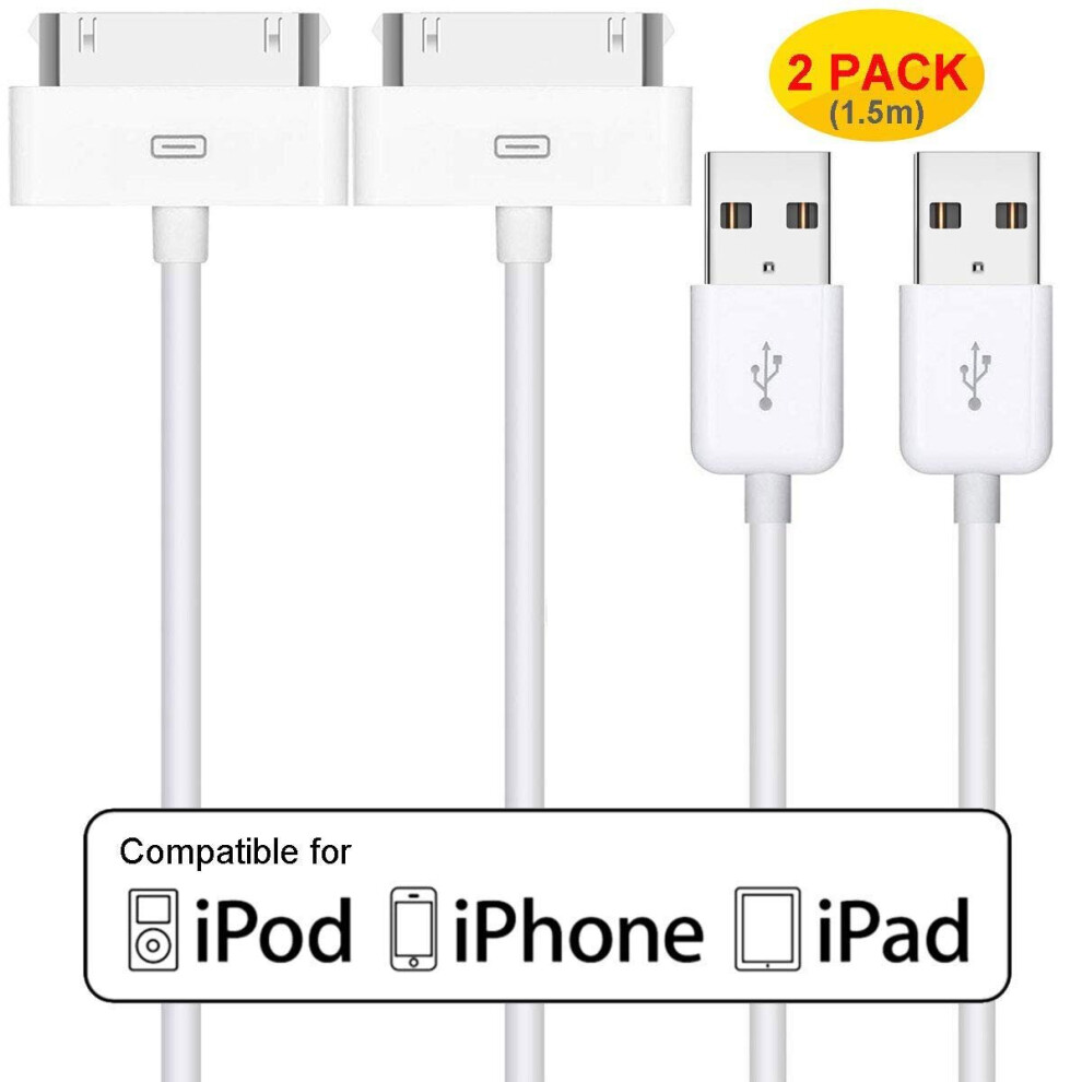 Iphone 4 4S Charger Cable Ipad Charger, 2Pack 5 Feet Certified 30-Pin Charging Cable Compatible For Ipad 1/2/3, Iphone 4/4S, Iphone 3G/3Gs, Ipod Nano 738759747203