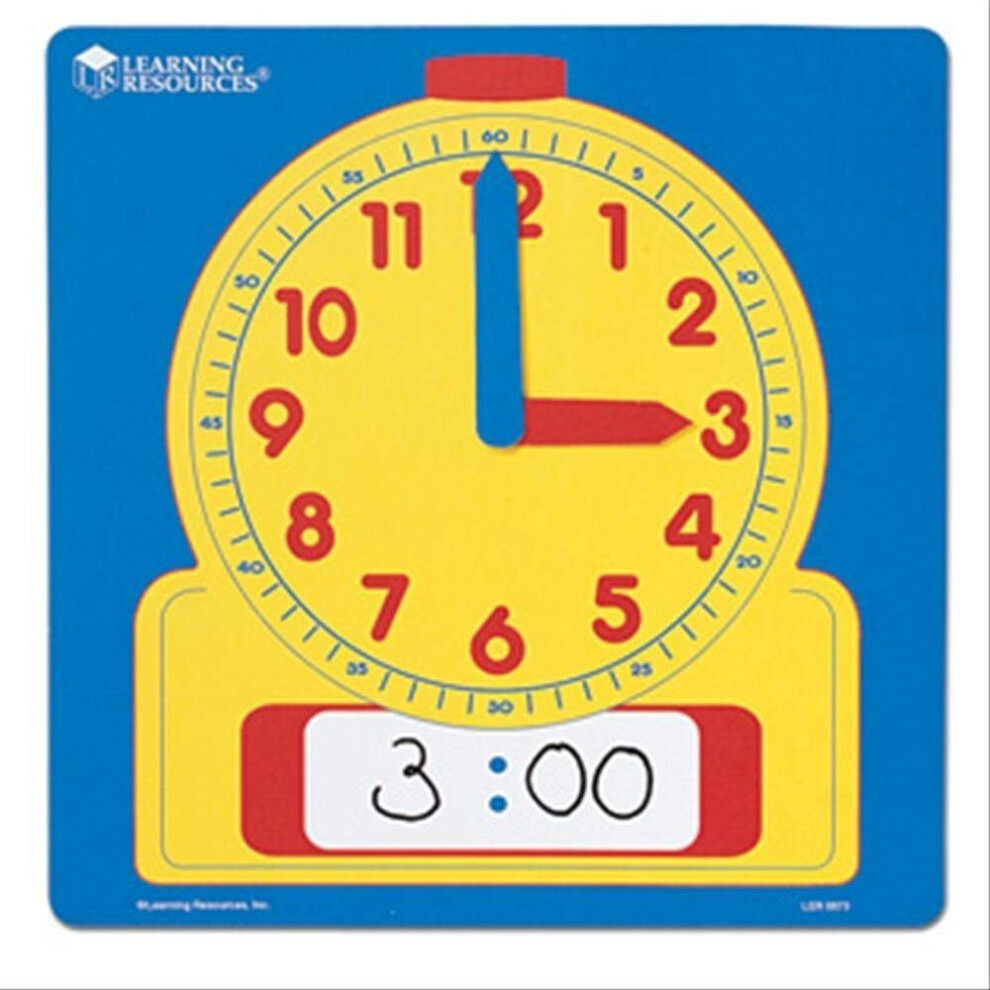 Learning Resources Write & Wipe Demonstration Clock, Easy-to-Read, 12" Square Clock, Ages 6+