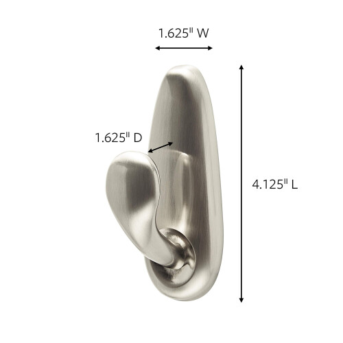 3M Command Large Metal Hook, Brushed Nickel, Indoor Use, 1-Hook, 2-Strips, Decorate Damage-Free 1