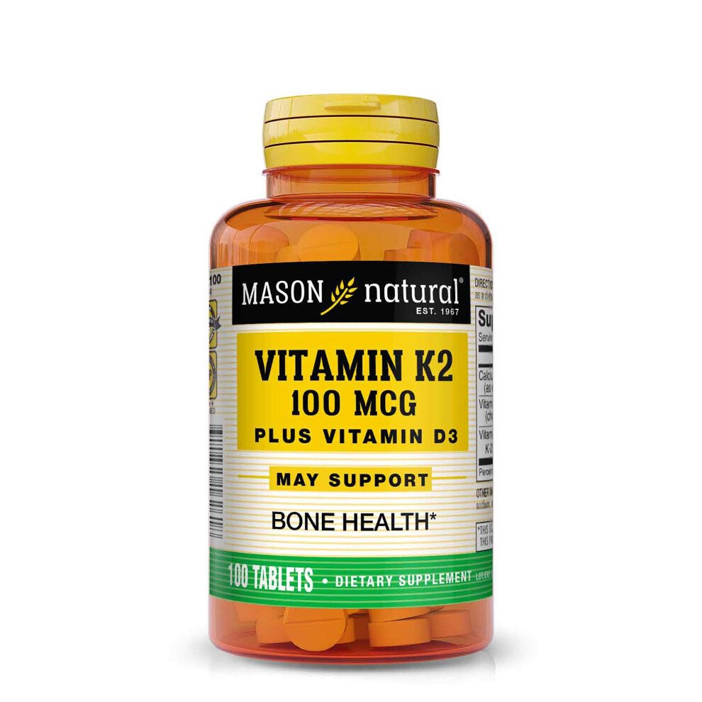 Mason Natural Vitamin K2 Plus D3, 100 Tablets Dietary Supplement