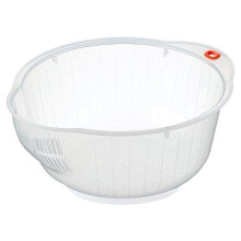 Inomata Japanese Rice Washing Bowl with Strainer, 2 quart