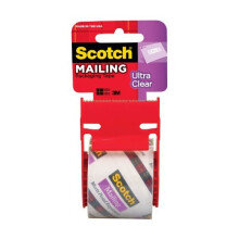 Scotch Ultra Clear Mailing Packaging Tape, 1 Roll with Dispenser, 1.88 in. x 22.2 Yards., 1.5" Core, Clear (141)