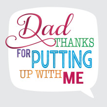 Thanks Dad Father's Day Square Script Greeting Card Foiled Greetings Cards