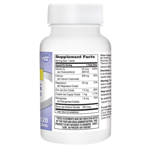 21st Century, 600+D3 Plus Mineralien, 120 Tabletten 1
