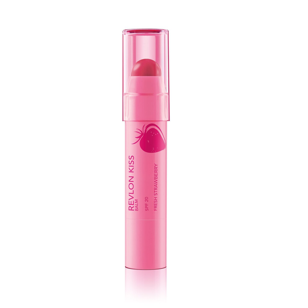 Revlon Kiss Lip Balm Crayon, Hydrating Lip Moisturizer Infused with Natural Fruit Oils, SPF 20, Fresh Strawberry (025), 0.09 oz