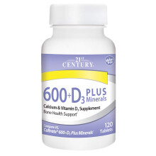 21st Century, 600+D3 Plus Mineralien, 120 Tabletten
