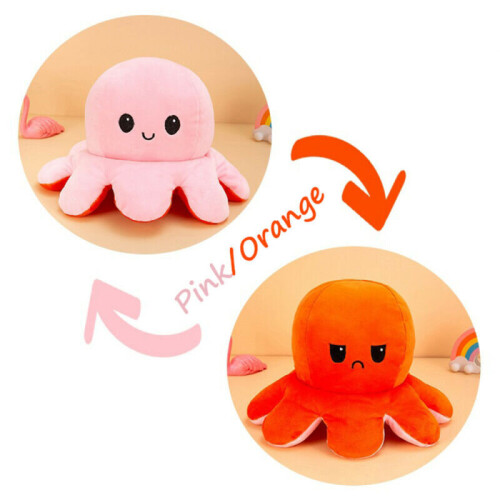 (Pink To Orange) Giant Reversible Octopus Toy