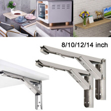(12 Inch) 2Pcs Folding Brackets Heavy Duty Shelf Triangle Bench Mounted Table Wall Hinges