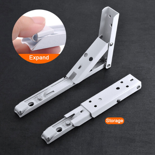 (14 Inch) 2Pcs Folding Brackets Heavy Duty Shelf Triangle Bench Mounted Table Wall Hinges 2