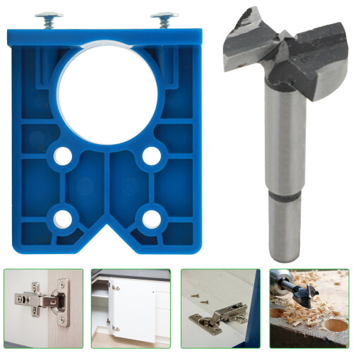 ABS Concealed Hinge Hole Jig Kitchen Cabinet Doors Drill Bit Tool D
