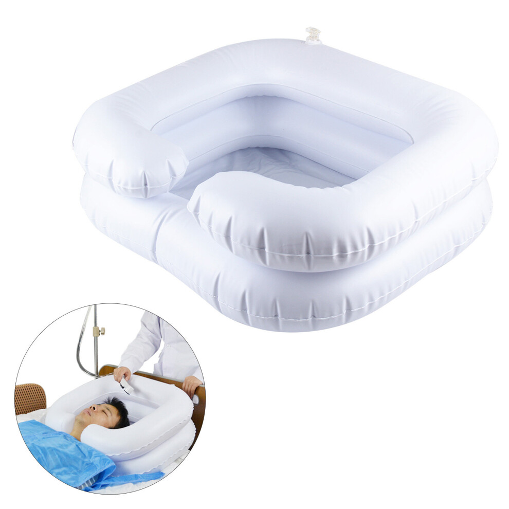 Portable Travel Hair Washing Aids Inflatable Shampoo Sink Washbasin Blow Basin White