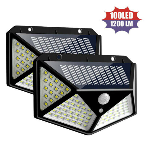 Ranpo 2Pcs 100 LED PIR αισθητήρα κίνησης ηλιακό φως τοίχου υπαίθρια λάμπα κήπου