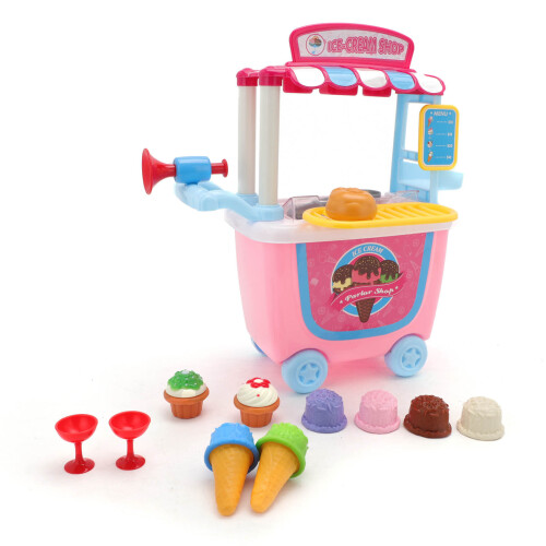 Girls Kids Children Role Play Ice Cream Toy Shop Dessert Cart Set Toys