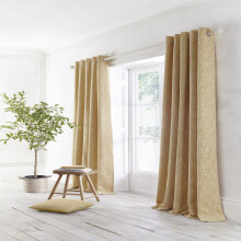 (Ochre, 46 x 54 Inch) Appletree Loft Boucle Textured Weave Jacquard Eyelet Lined Curtains