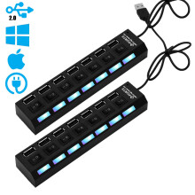 High Speed USB Hub 7 Port Multi Splitter Expansion Laptop Desktop PC
