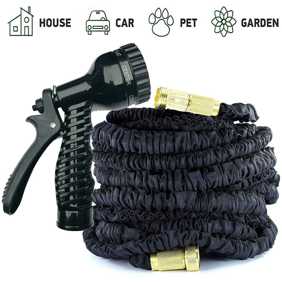 (BLACK, 200FT) 75FT/100FT/150FT/200FT Expandable Flexible Garden Hose Magic Hose Pipes