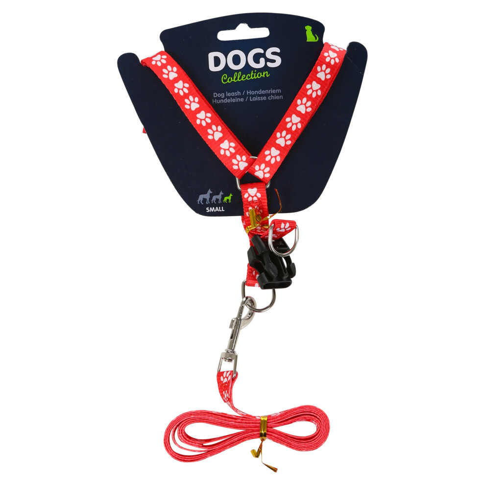 (Red) Dog Leash Puppy Lead Harness Strong Polythene Outdoor Walking