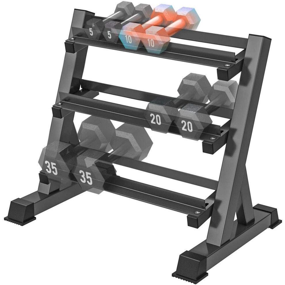 Yoleo 3 Tier Adjustable Dumbbell Rack Stand for Home Gym, Weight Holder for Dumbbells in Different Sizes