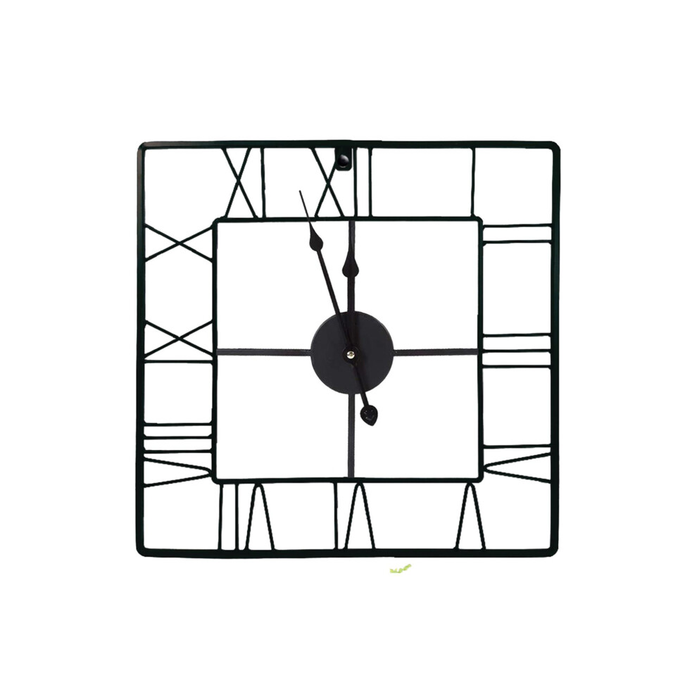 (Black Squared) 60cm Metal Roman Numeral Decorative Wall Clock