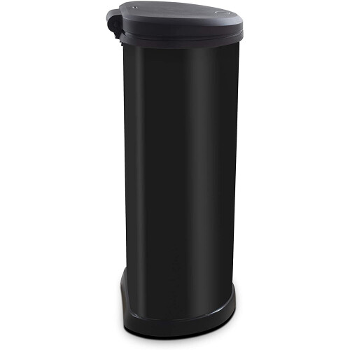 Curver Curver Metal Effect Plastic One Touch Deco Bin, Black, 40 Litre 1