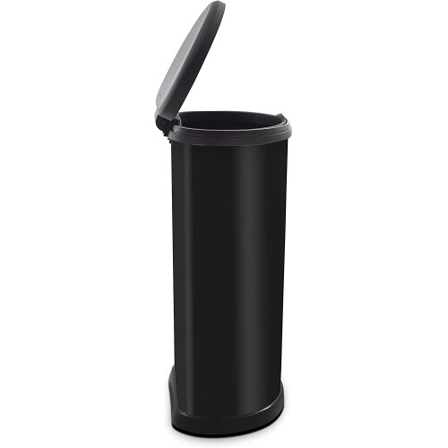 Curver Curver Metal Effect Plastic One Touch Deco Bin, Black, 40 Litre 2