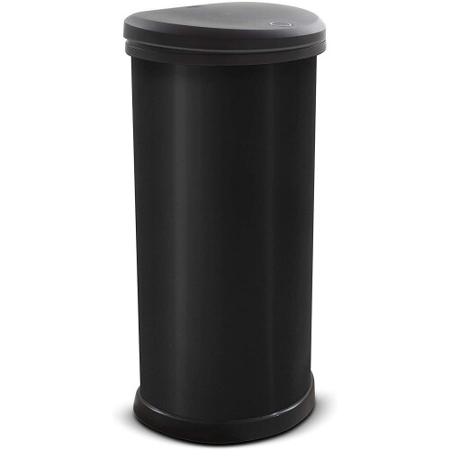 Curver Curver Metal Effect Plastic One Touch Deco Bin, Black, 40 Litre