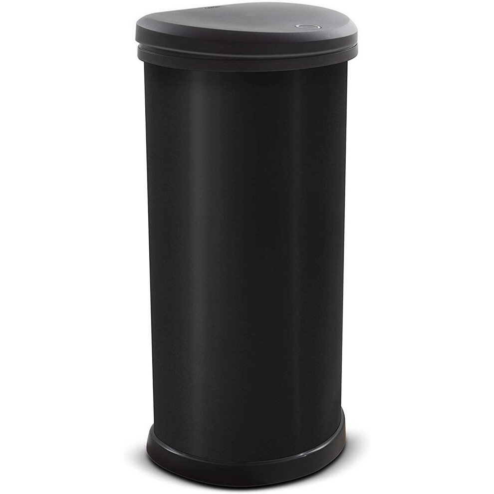 Curver Metal Effect Plastic One Touch Deco Bin, Black, 40 Litre